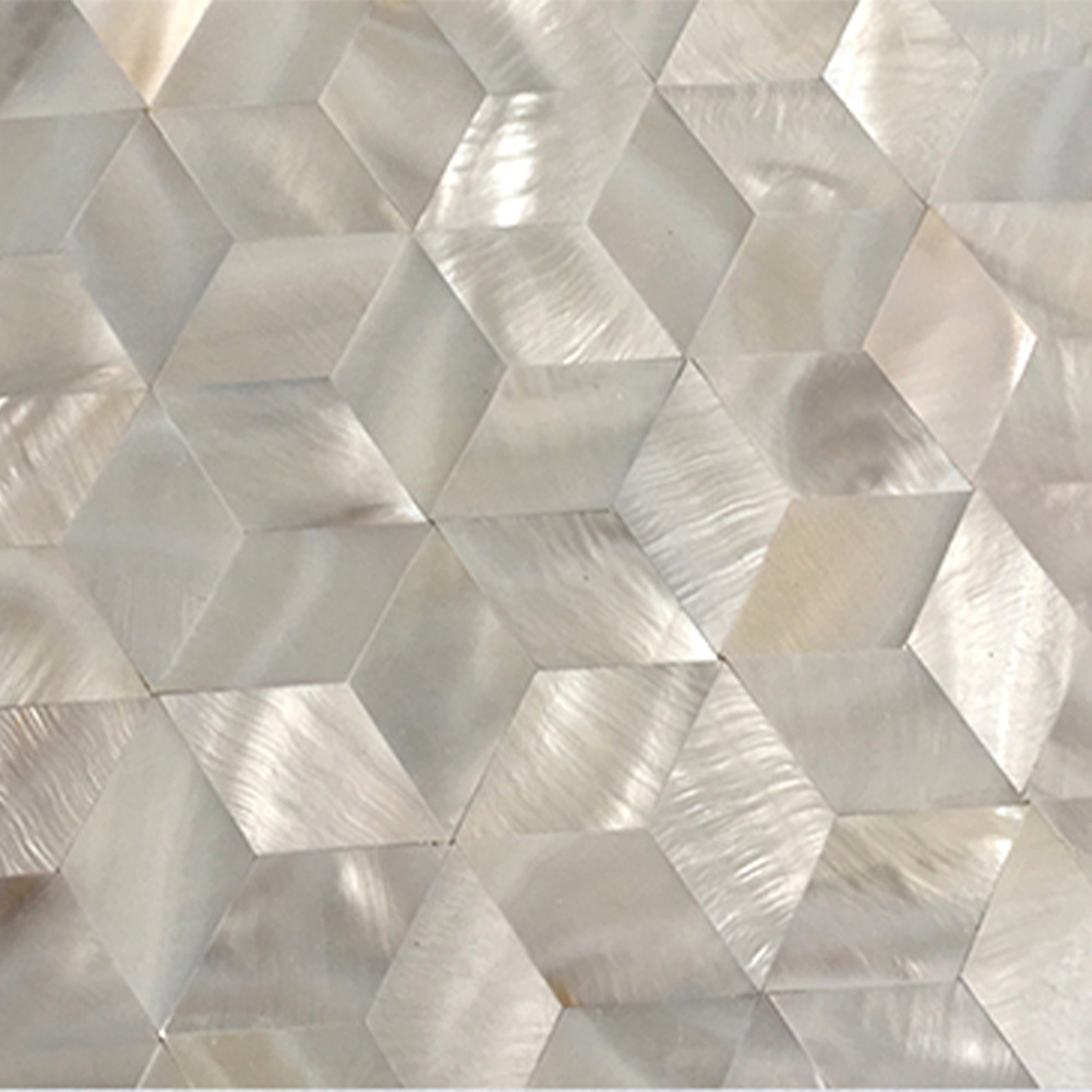 Handmade White Groutless Rhombus Mother of Pearl Mosaic Tile for ...
