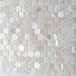 Handmade White Round Penny Mother of Pearl Mosaic Tile For Bathroom Kitchen Wall Spa Shower Backsplash Tile
