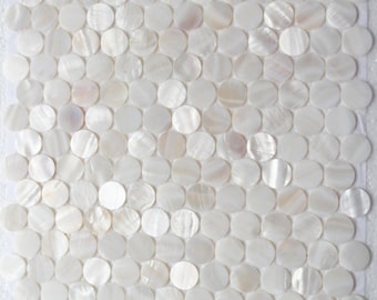 Handmade White Round Penny Mother of Pearl Mosaic Tile For Bathroom Kitchen Wall Spa Shower Backsplash Tile