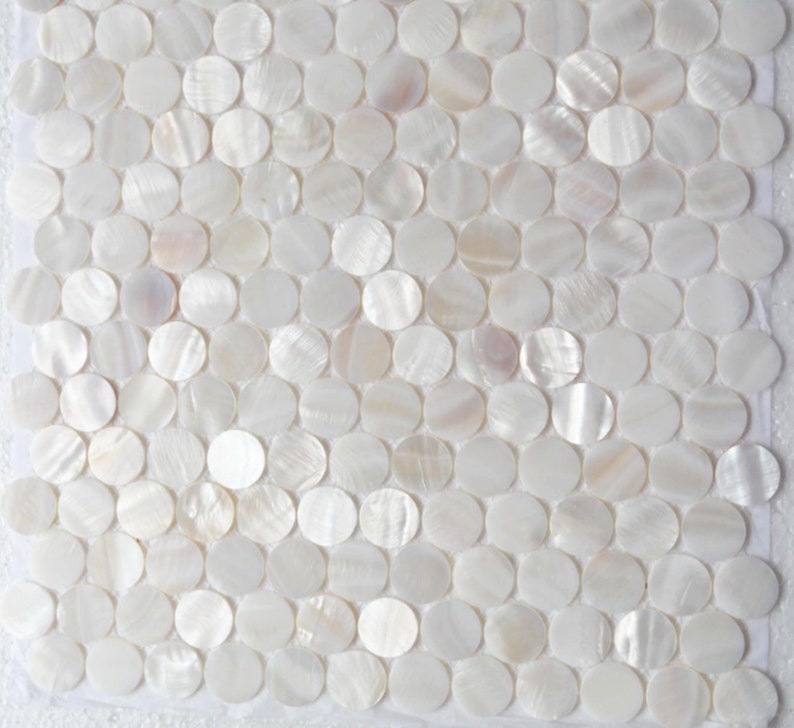 Genuine White Round Penny Mother Of Pearl Mosaic Tile For Image 0