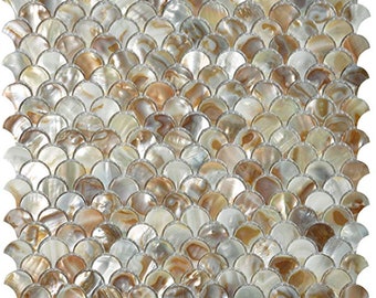 Handmade Iridescent Fish Scale Mother of Pearl Mosaic Tile For Kitchen Backsplash Bathroom Wall Shower Backsplash Tile