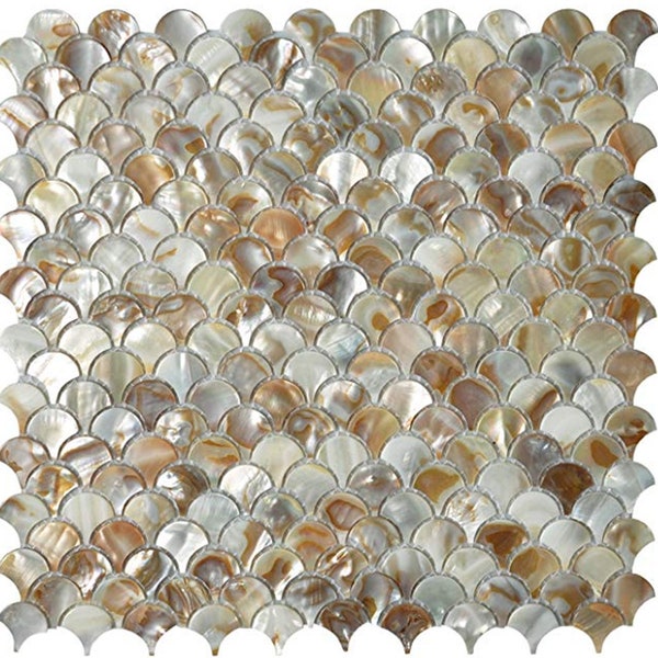 Handmade Iridescent Fish Scale Mother of Pearl Mosaic Tile For Kitchen Backsplash Bathroom Wall Shower Backsplash Tile