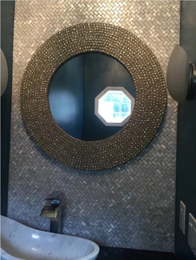 Handmade White Mother of Pearl Herringbone Mosaic Tile For Etsy