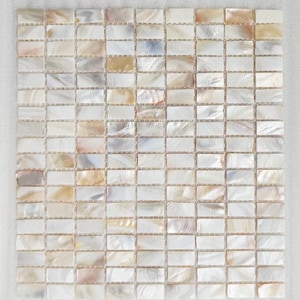 Natural Brick Mother of Pearl Mosaic Tile, Commercial Shell Backsplash, Architectural Wall Decor, Builder Sample, Bulk MOP Subway Tile