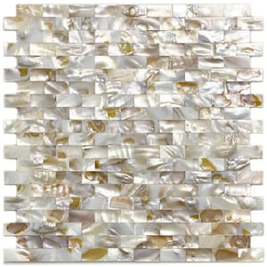 Handmade Groutless Iridescent Brick Mother of Pearl Mosaic Tile For Bathroom Tile Kitchen Tile Shower Tile Wall Tile Accent Tile