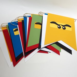 Ninja Wimpelkette mit 20 Wimpeln, Kindergeburtstag, Ninjaparty, Partydekoration