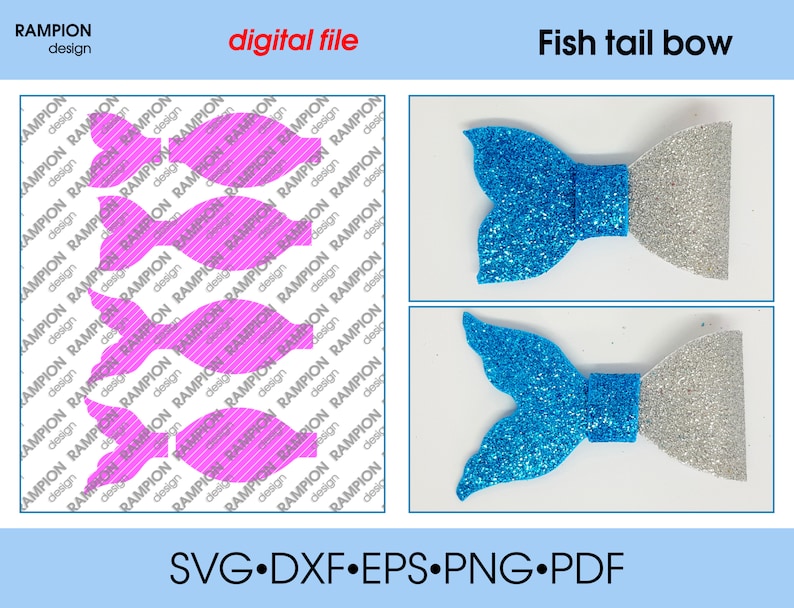 Download Fish Tail Mermaid Template SVG Cut File hairbow template ...
