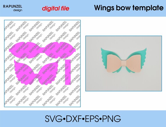 Download Free Wings Bow Template Svg Cut File Hair Bow Template For Cricut Etsy SVG Cut Files