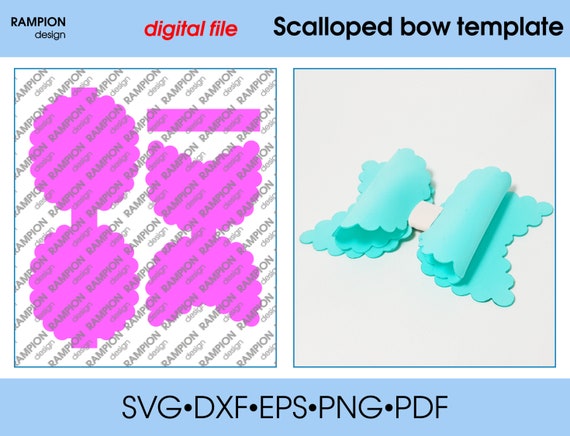 Download Free Scalloped Bow Template Svg Cut File Hairbow Template For Etsy SVG Cut Files