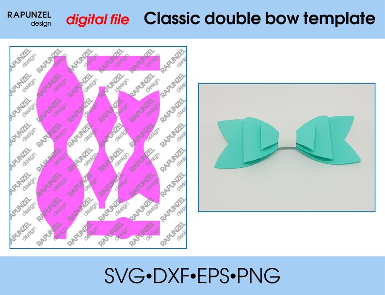 Classic double bow Template SVG Cut File hair bow template for | Etsy