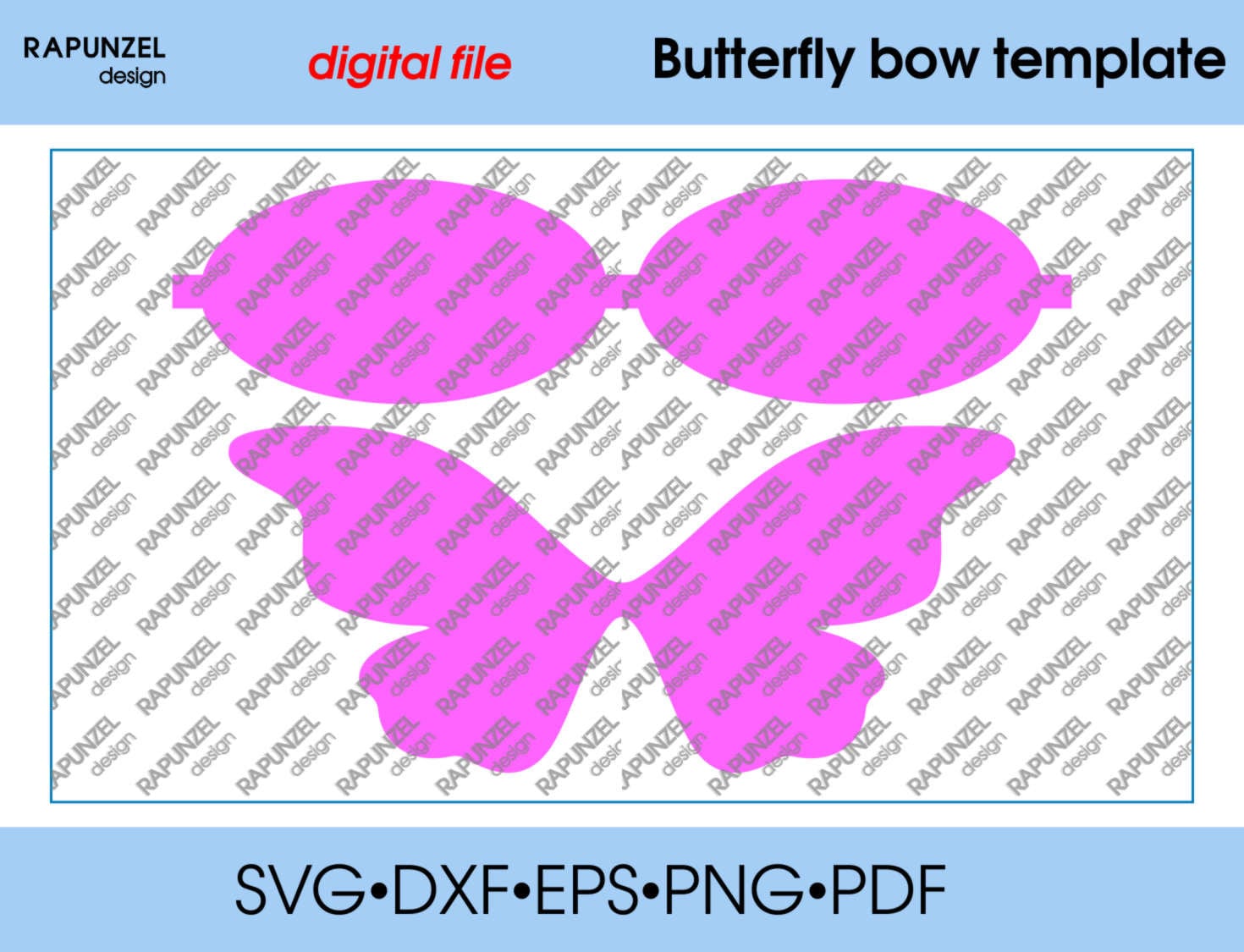 Butterfly bow Template SVG Cut File hairbow template for | Etsy