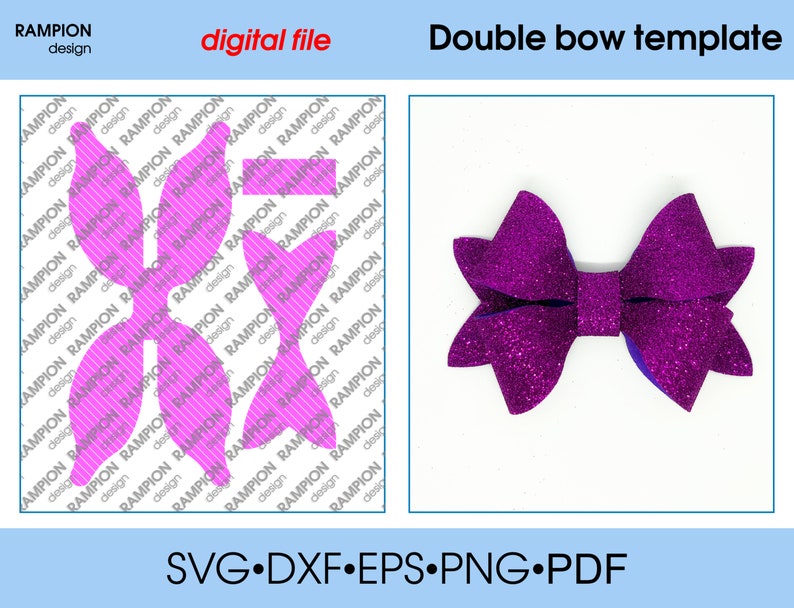 Download Double bow Template SVG Cut File hair bow template for ...