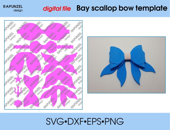 Bay Scallop Bow With 5 Tails Template Svg Cut File Mermaid Etsy
