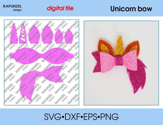 Download Unicorn bow Template SVG Cut File hairbow template for ...
