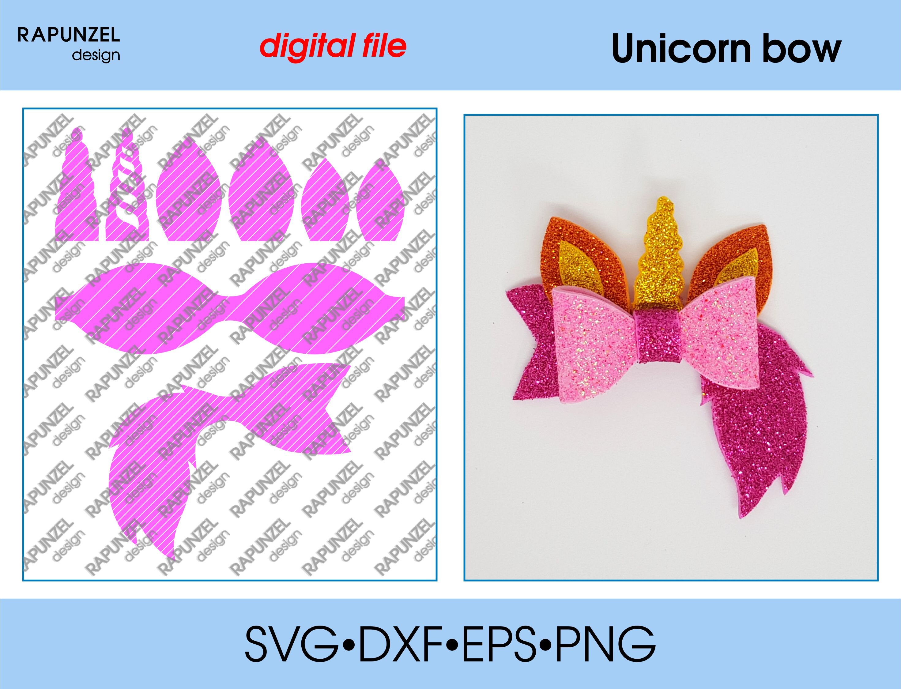 Download Unicorn Bow Template Svg Cut File Hairbow Template For Cricut Etsy