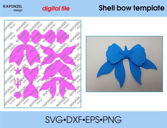 Shell Bow With 5 Tails Template Svg Cut File Mermaid Hair Bow Etsy