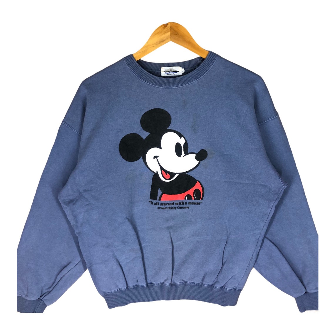 Vintage y2k Disney Mickey Mouse Big Logo printed Blue Medium | Etsy