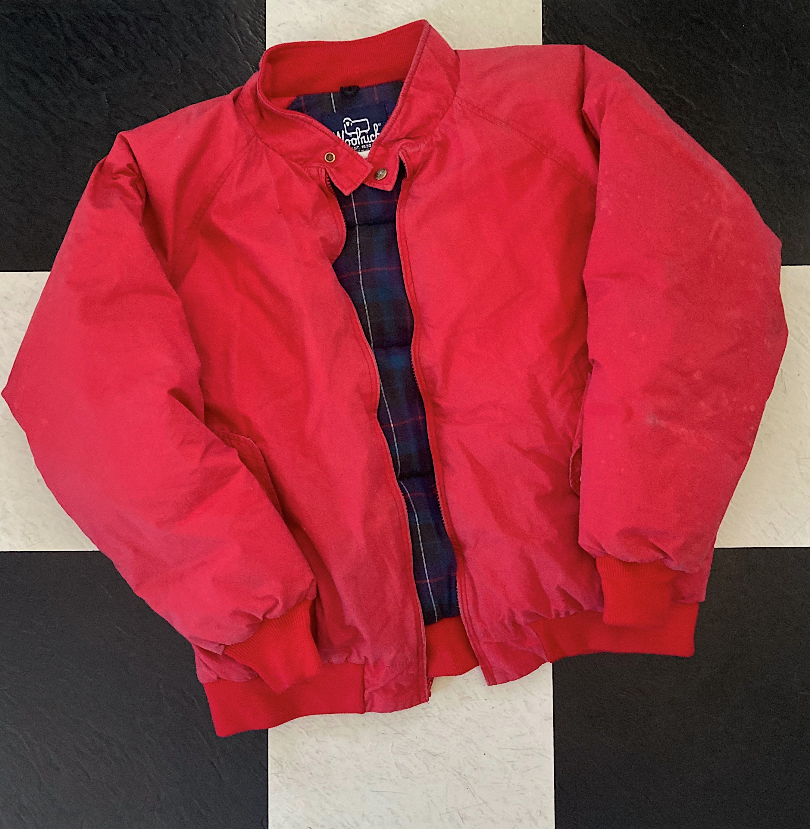 Vintage Woolrich Classic Winter Red Zip Up Bomber Jacket with | Etsy