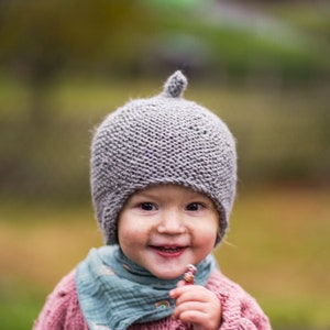 Knitted hat “Pixie” delicate pink merino virgin wool toddler approx. 40-46 cm powder rose