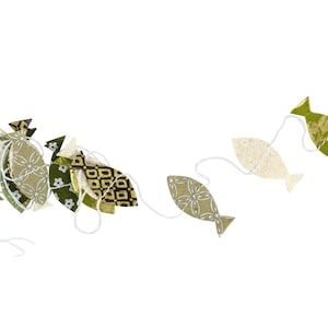 Loktapapiergirlande FISCHE Loktapapier Fische ~120cm schokolade Braun-Grüntöne