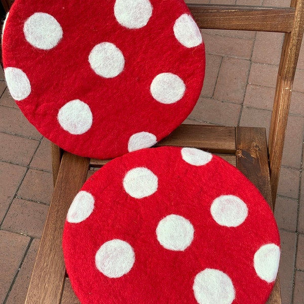 1 coussin de siège feutré HOUSSE DE CHAISE EN FEUTRE Coussin de siège en feutre CHAMPIGNON MOUCHE ~ 35-37 cm