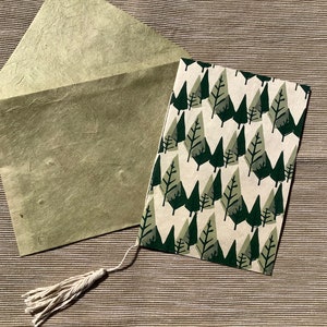 1 Tannenwald greeting card Folded card Lokta paper handprinted C6 Envelope Christmas card christmas card image 2