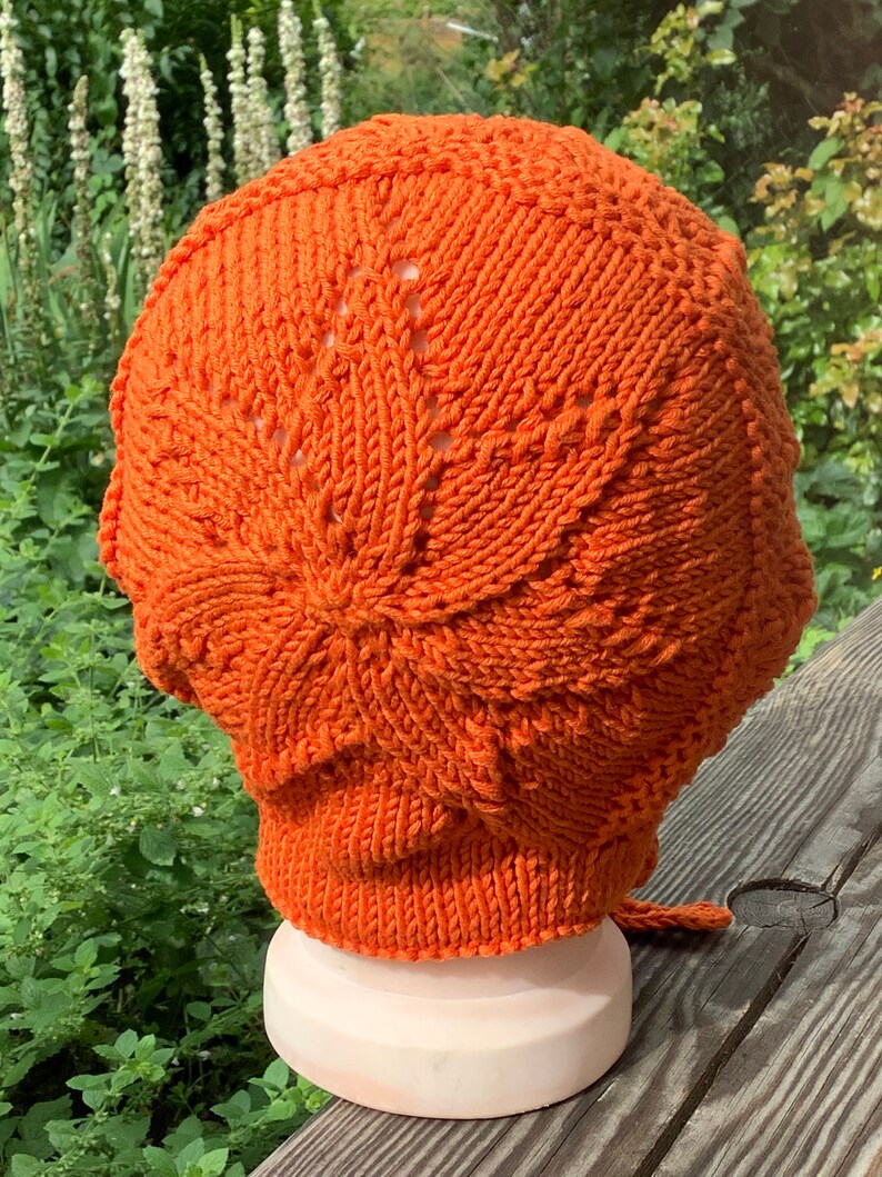 gestrickte Babymütze BONNET Babyhaube kürbisorange ca 12Monate öko tex Bild 4