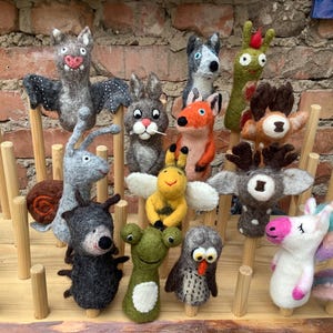 Marionetas de dedo de fieltro, erizo, zorro, tejón, ciervo, corzo, burro, liebre, oso pardo, rana, espectáculo Punch y Judy, marionetas de mano de fieltro