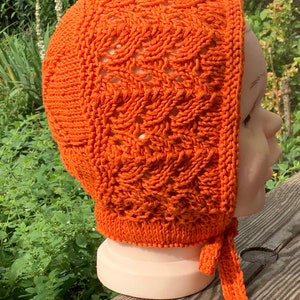 gestrickte Babymütze BONNET Babyhaube kürbisorange ca 12Monate öko tex Bild 1