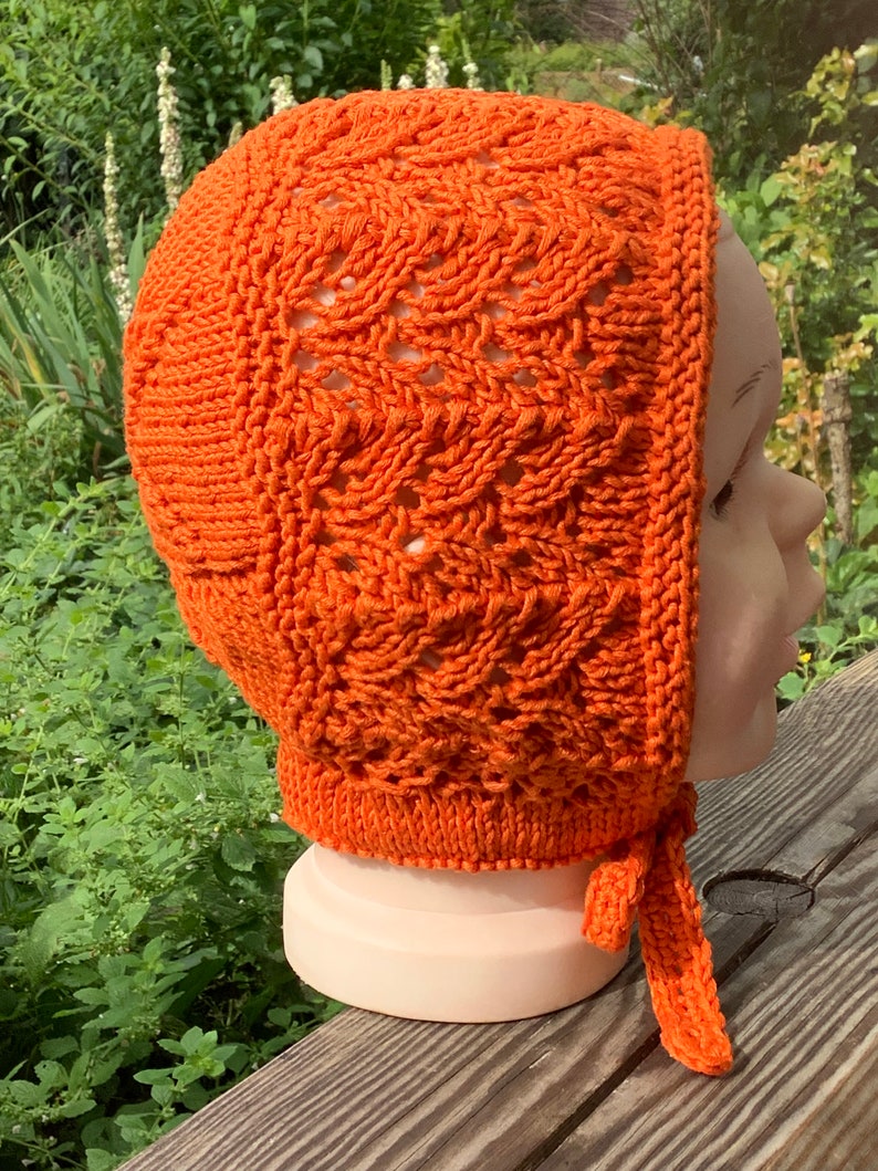 gestrickte Babymütze BONNET Babyhaube kürbisorange ca 12Monate öko tex Bild 1