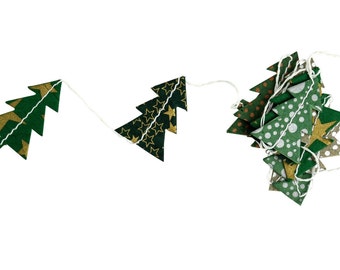 Tannenbaum Weihnachtsbäume Papiergirlande Girlande LOKTAPAPIER div Grüntöne gold silber * ca120cm