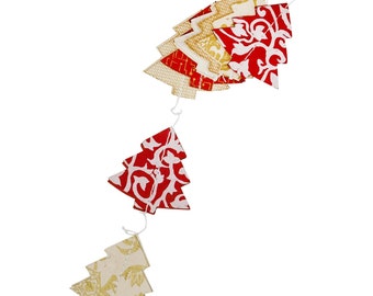 Weihnachts-Papiergirlande TANNENBAUM Girlande LOKTAPAPIER rot silber gold natur * ca 120cm