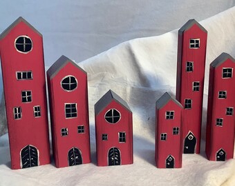1 set shabby chic townhouses so hygge vintage look wooden cottage decoration houses