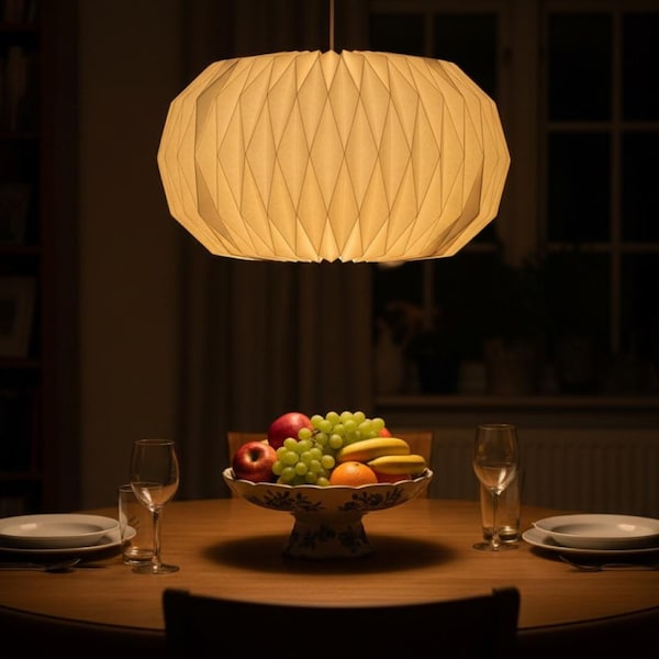 Paper origami lampshade for Venetia pendant lamp, 26x44x44cm.