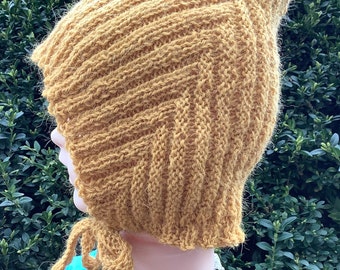 DWARF HAT approx 12 months 100% alpaca Pixiehat sunny yellow alpaca