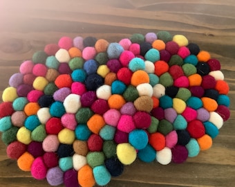 1 FELT BALL COASTER Trivet round approx. 20 cm