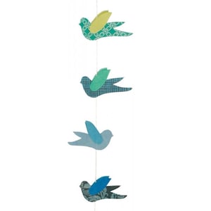 1 Papiergirlande VÖGELCHEN Girlande LOKTAPAPIER smaragdgrün-blau türkis