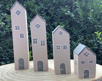 1 set vintage style townhouses so hygge peeple beach wooden cottage decorative houses