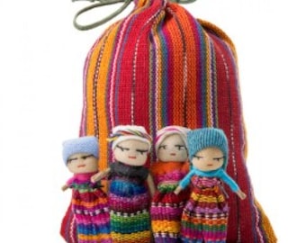 1x 4 worry dolls + 1 cloth bag + the story about dolls approx. 5 cm worry people