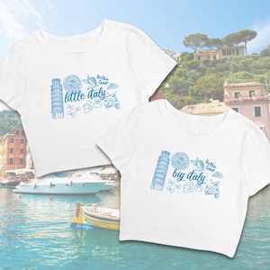 Little Italy Big & Little Tee // Italian Summer Aesthetic Sorority Reveal Shirt // Big Little Baby Tees // Trendy Dance Family Shirt