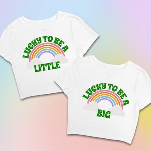 Lucky to be a Little Big & Little Tee // Rainbow Charms Aesthetic Sorority Reveal // Big Little Baby Tees // Trendy Dance Family Shirt