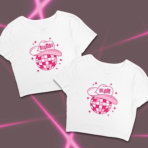 Disco Cowgirl Big & Little Tee // Disco Ball Aesthetic Sorority Reveal Shirt // Big Little Baby Tees // Trendy Dance Family Shirt