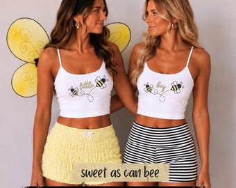 Sweet as Can Bee Sorority Big Little Reveal Shirt | Bumble Bee Big & Little Family Reveal Matching Crop Tanks, Baby Tees, Shirts