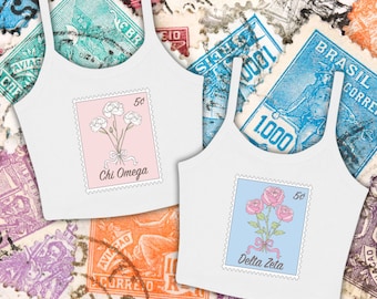 Sorority Bouquet Stamp Crop Tank | Bid Day Crop Tank Top | Sisterhood