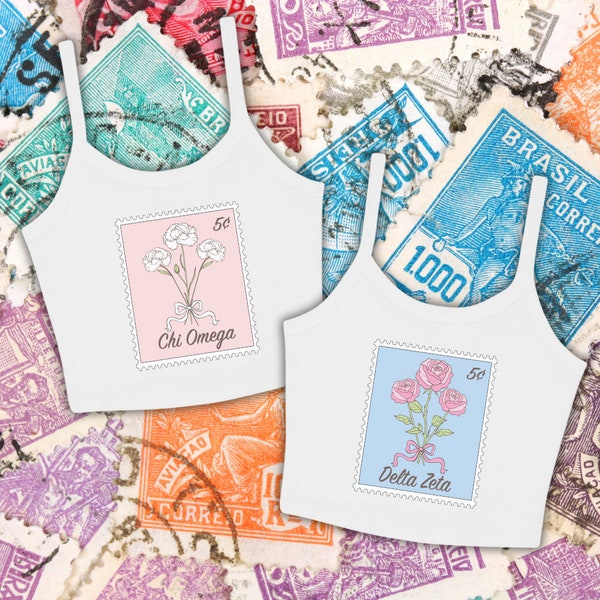 Sorority Bouquet Stamp Crop Tank | Bid Day Crop Tank Top | Sisterhood
