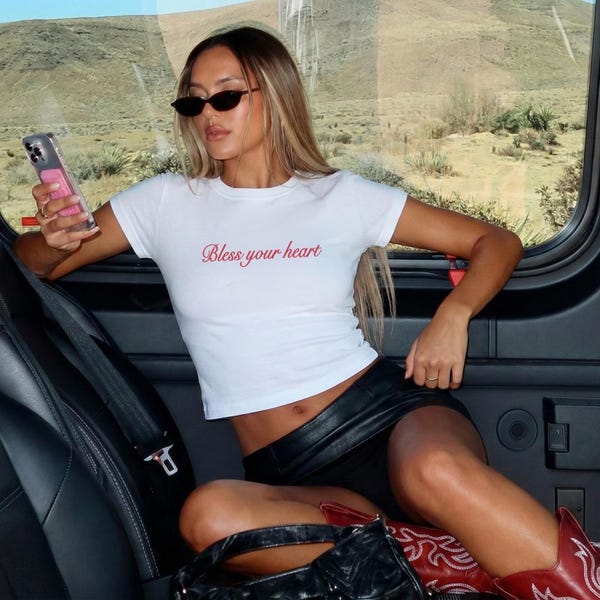 Bless your Heart Baby Tee | Western Graphic Shirt | Country Concert Outfit | Cropped Tee | Rodeo Outfit Women | Nashville Bachelorette