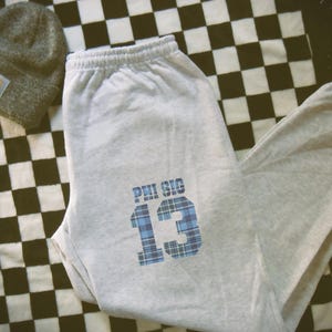 Sorority Plaid About You Sweatpants // Blue Plaid Sorority Greek Event Merch // Bid Day, Initiation, Big Little // Sweat Sets