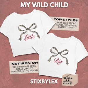 My Wild Child Big Little Shirt // Leopard Print Bow Reveal Theme // Sorority Big Little Baby Tees, Tank Tops, T-Shirts