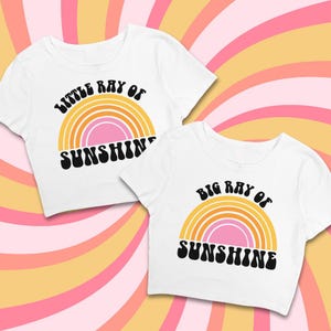 Ray of Sunshine Big & Little Tees // Rainbow Aesthetic Sorority Reveal Shirts // Big Little Baby Tees // Trendy Dance Family Shirts
