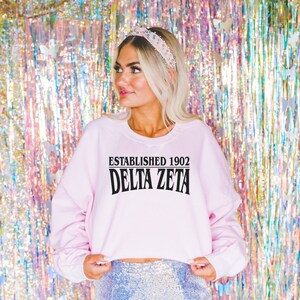 Sorority Classic Curve with Established Date Sorority Chapter Greek Crewneck Sweatshirt | Big Little Family Letter Sweatshirt